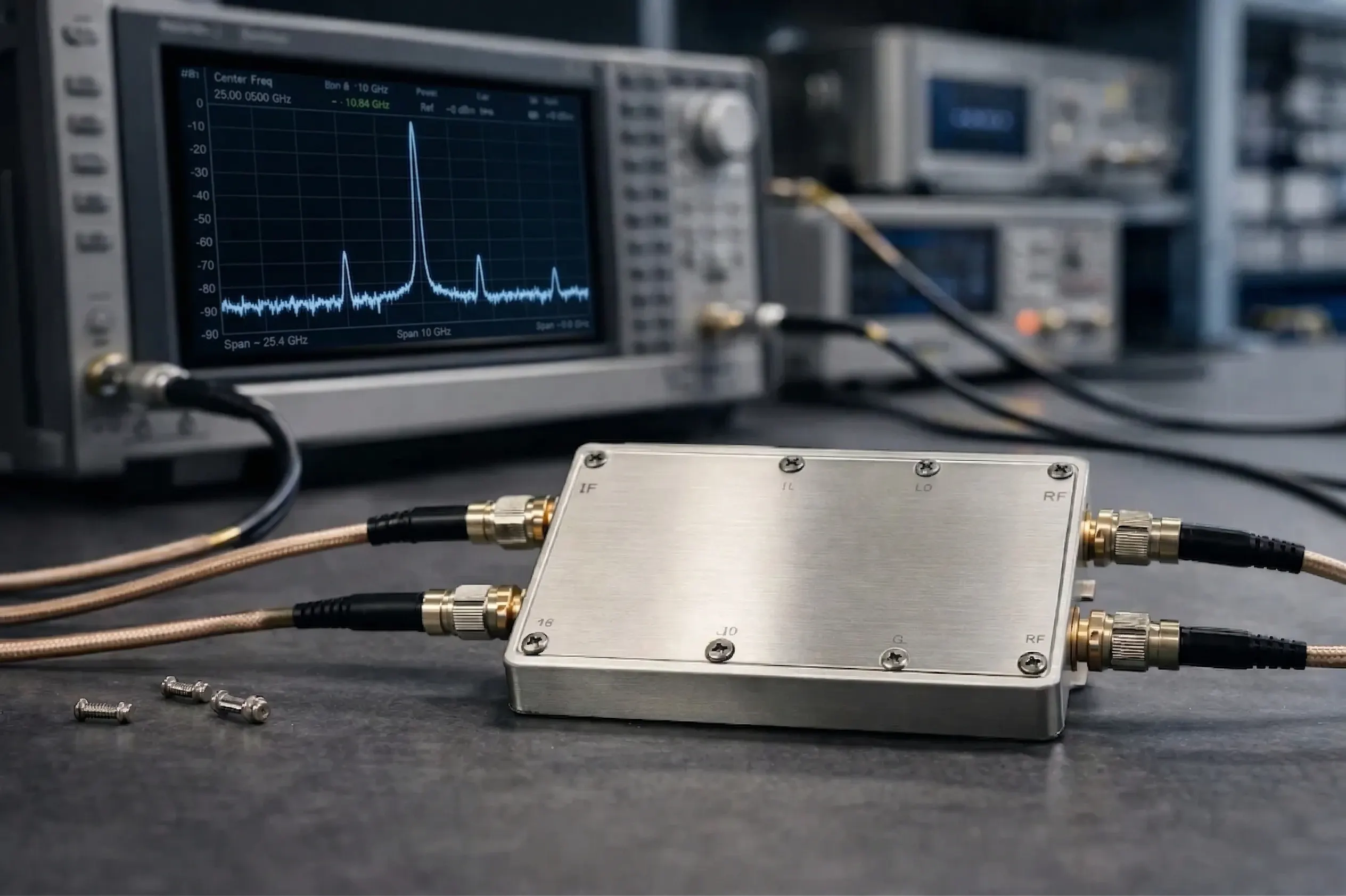 Microwave converter module on test bench